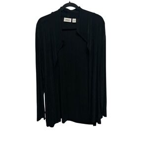 Chico's Travelers Open‎ Cardigan Black Stretch XL Size 3 Office Travel Career